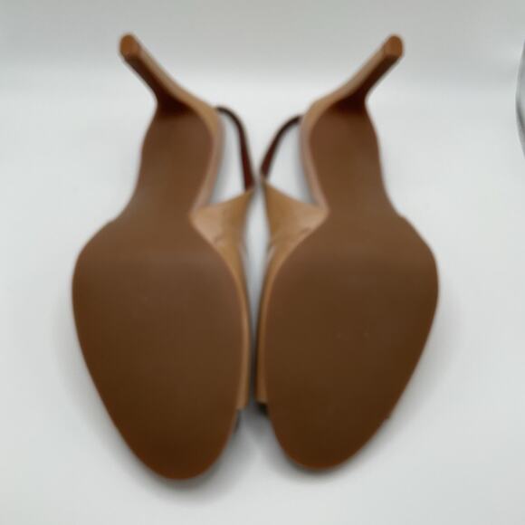 Cole Haan Shoes Heels Womens 8B Nude Tan Patent Leather Slingback Peep Toe - Picture 11 of 15